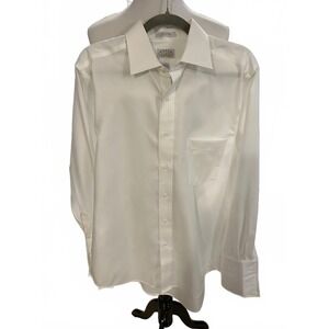 Mens White Dress Shirt 16 34/35 Non Iron Button Front Pocket Long Sleeve